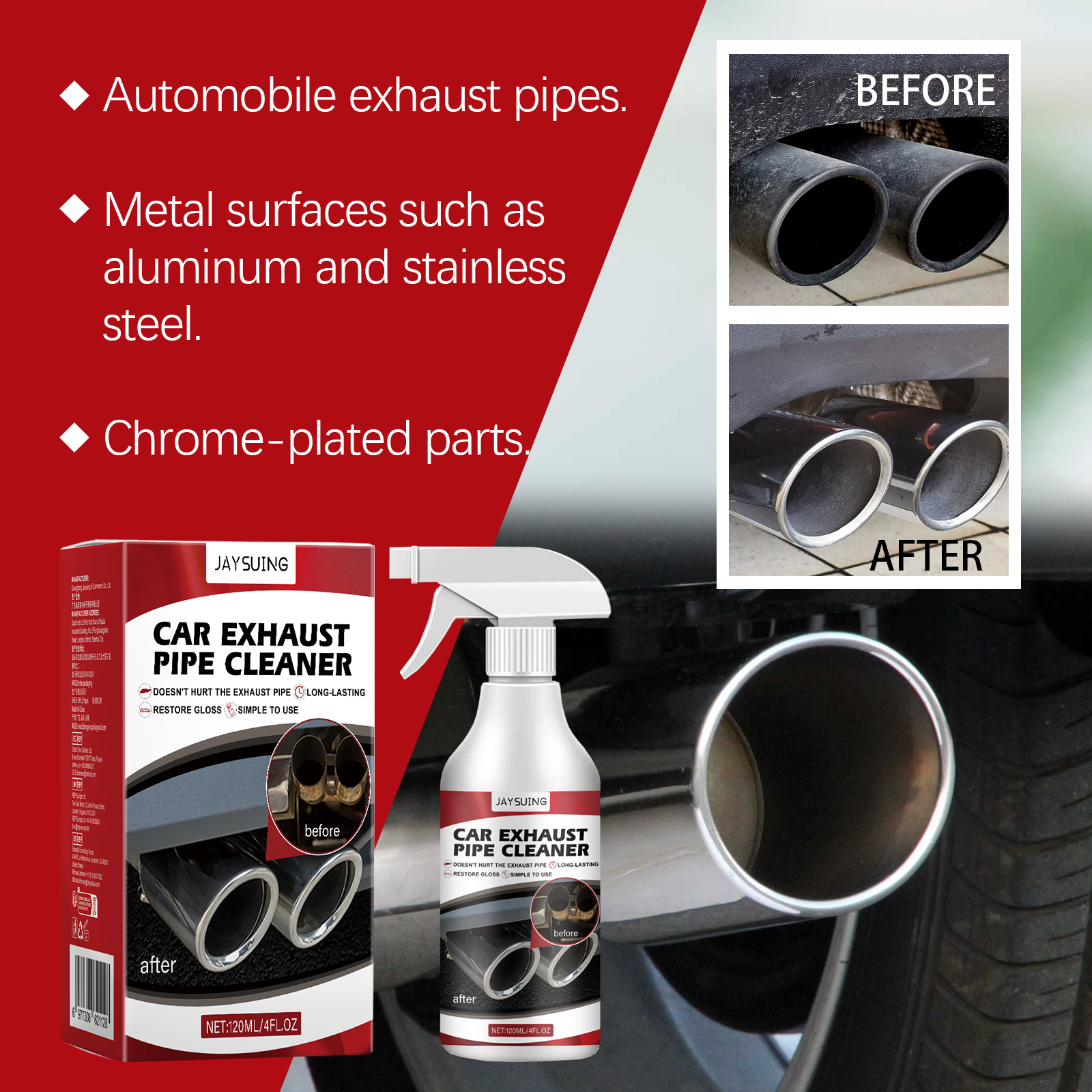 Exhaust Pipe Cleaner, Multi-Purpose De-Rust Repair For Car Motorcycle photo 2