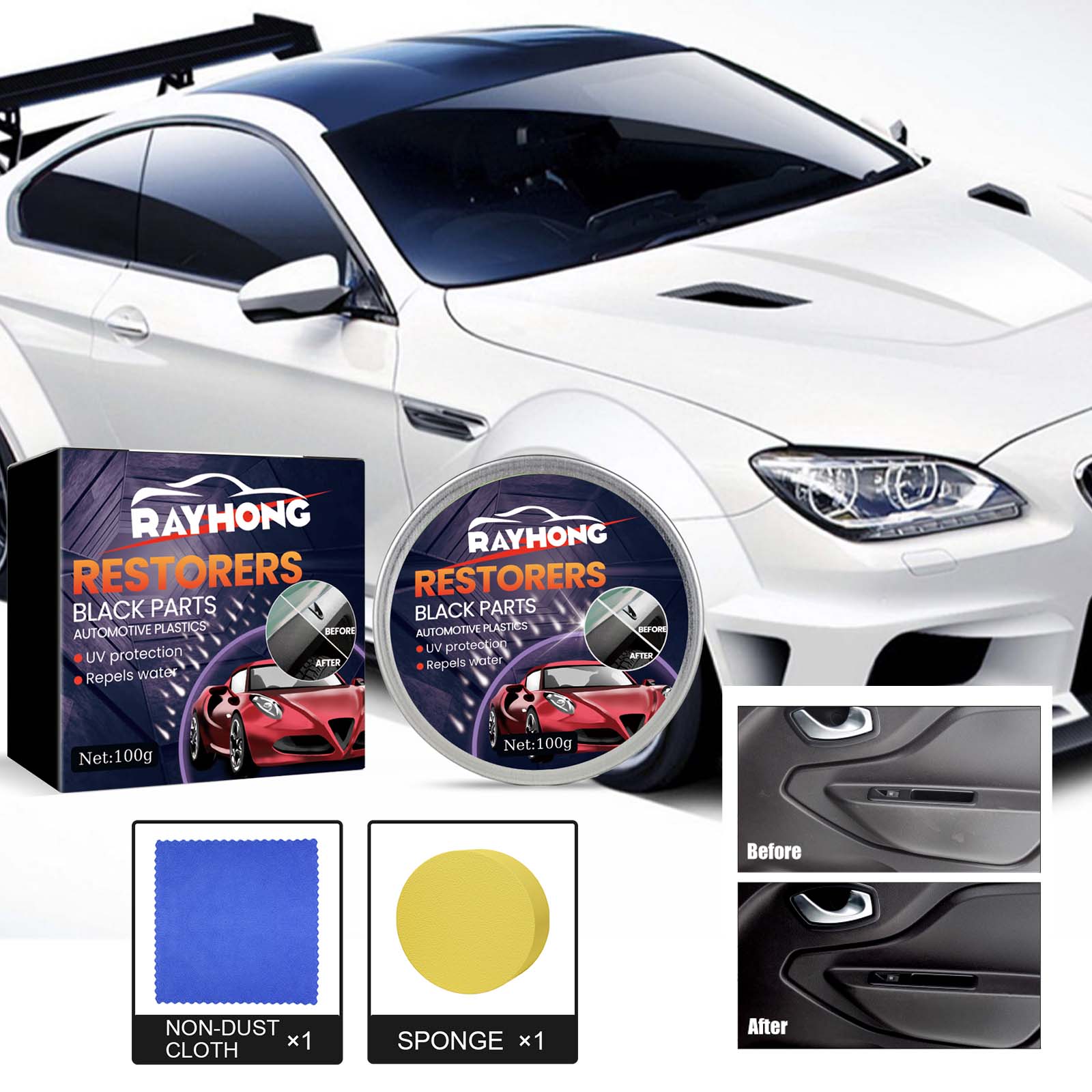 Plastic Repair Wax, Interior Seat Decontamination Gloss Restoration Wax photo 4
