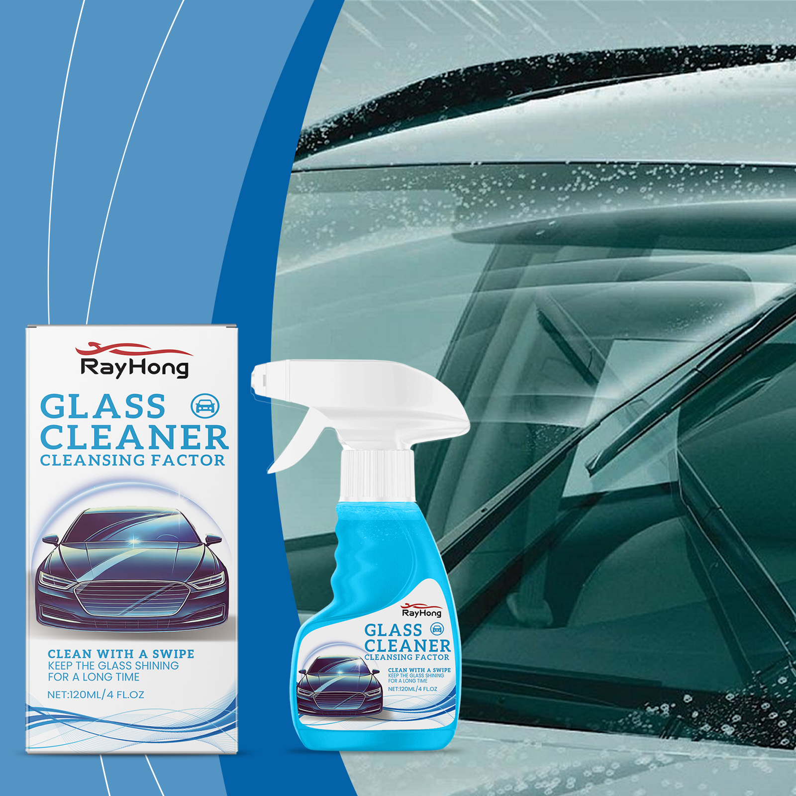 Glass Cleaner, Decontamination Rainproof Anti-Fog Clear View Wash photo 4