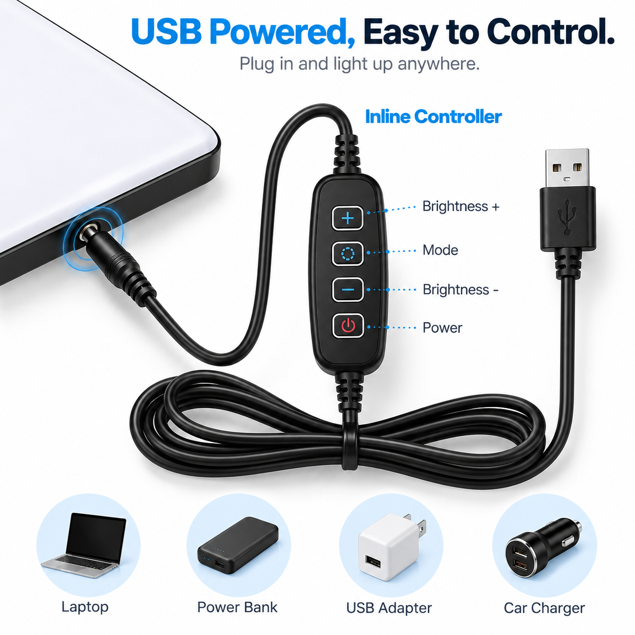 LED Fill Light With Adjustable Tripod Stand, USB Powered Dimmable Panel Light With 3 Lighting Modes, Portable Video Light For Live Streaming, Makeup, Photography, Content Creation & Video Calls photo 2