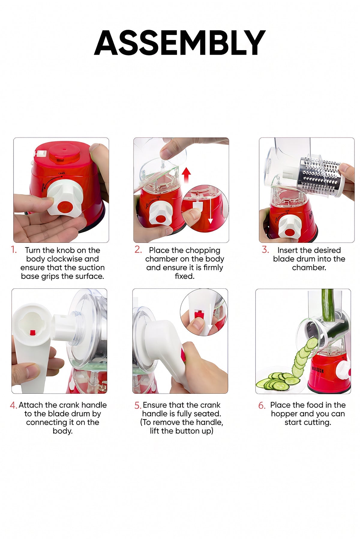 Manual Fruit & Vegetable Slicer Grater With 3 Attachments And Suction Base photo 2