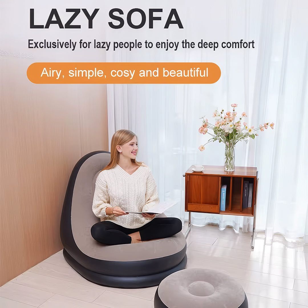 Inflatable Lounge Chair With Footrest, Soft Flocked Surface photo 2