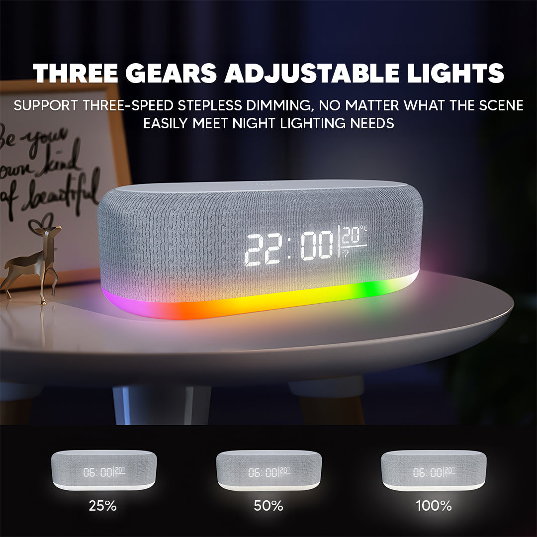 Bluetooth Speaker With 15W Wireless Charging - LED Clock, Alarm, RGB Night Light photo 3