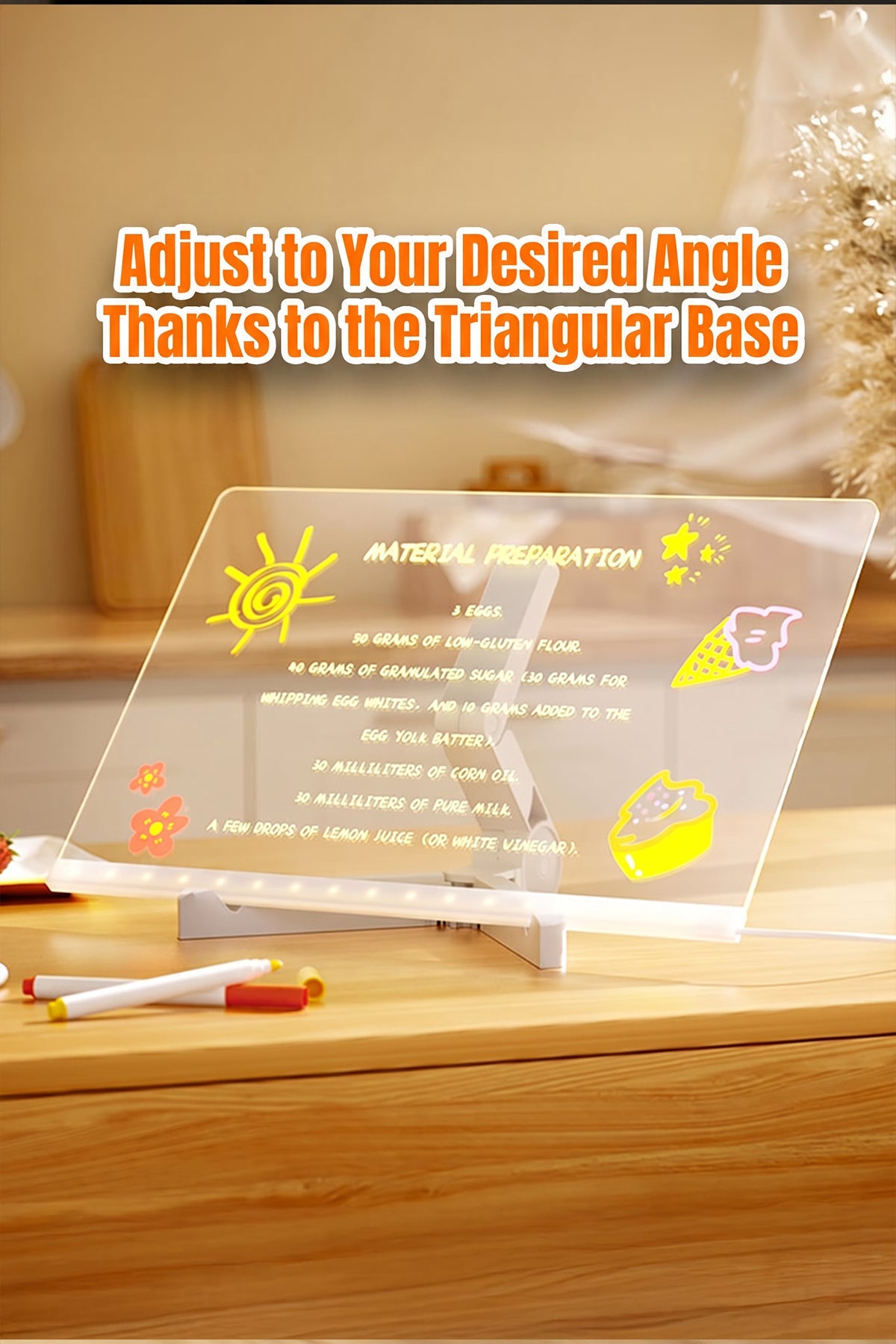 30 X 20 Cm LED Acrylic Message Board With 7 Colour Pens, USB Light Up Drawing Board And Adjustable Stand photo 3