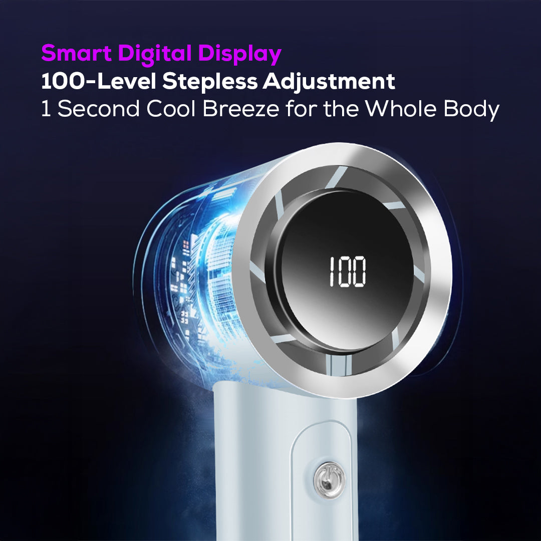 Handheld Turbo Fan With LCD Display - 100-Level Speed Control, High-Speed Cooling & Silent Brushless Motor photo 2