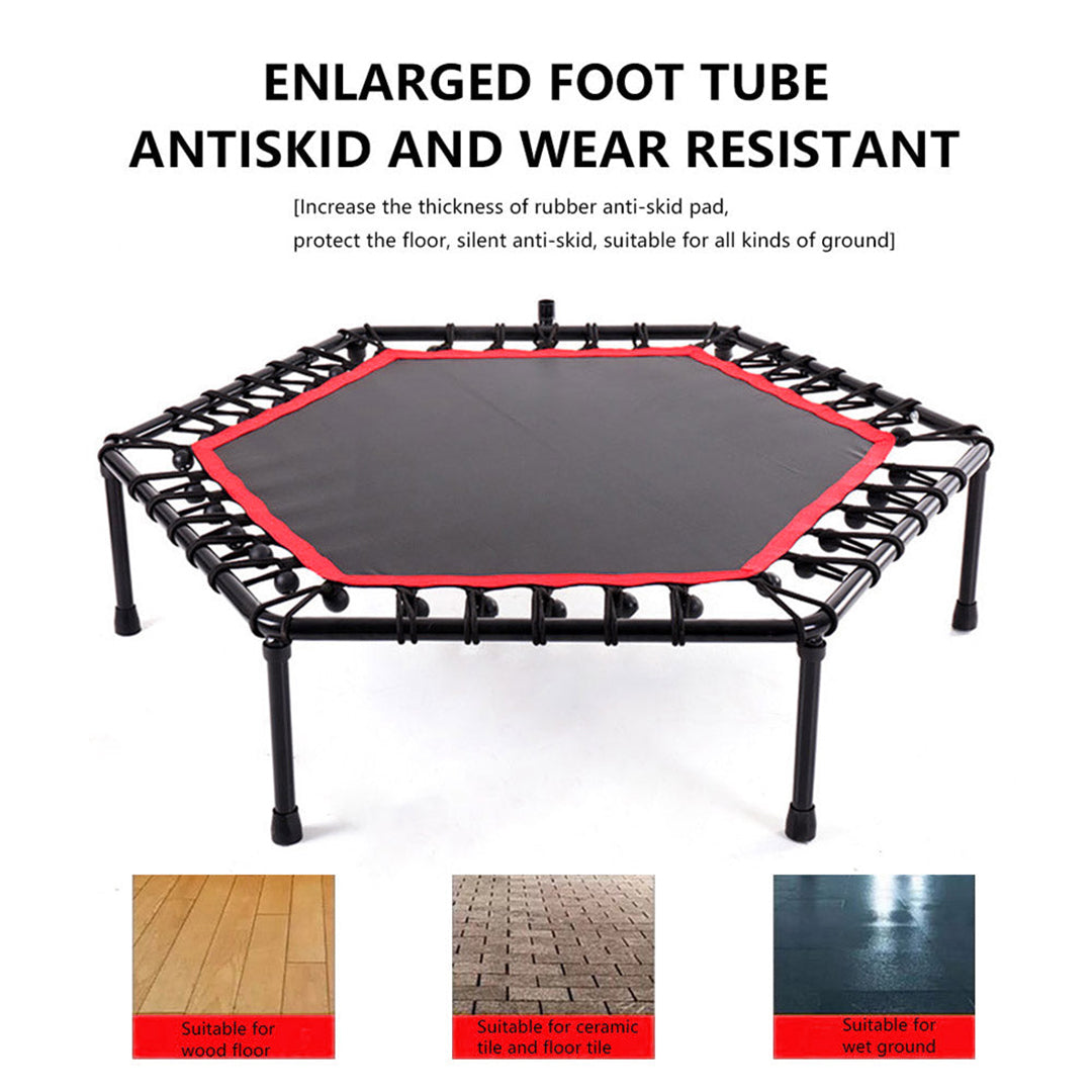 Durable Hexagonal Fitness Trampoline With Adjustable Handle - Ideal For Fun And Safe Home Workouts photo 2
