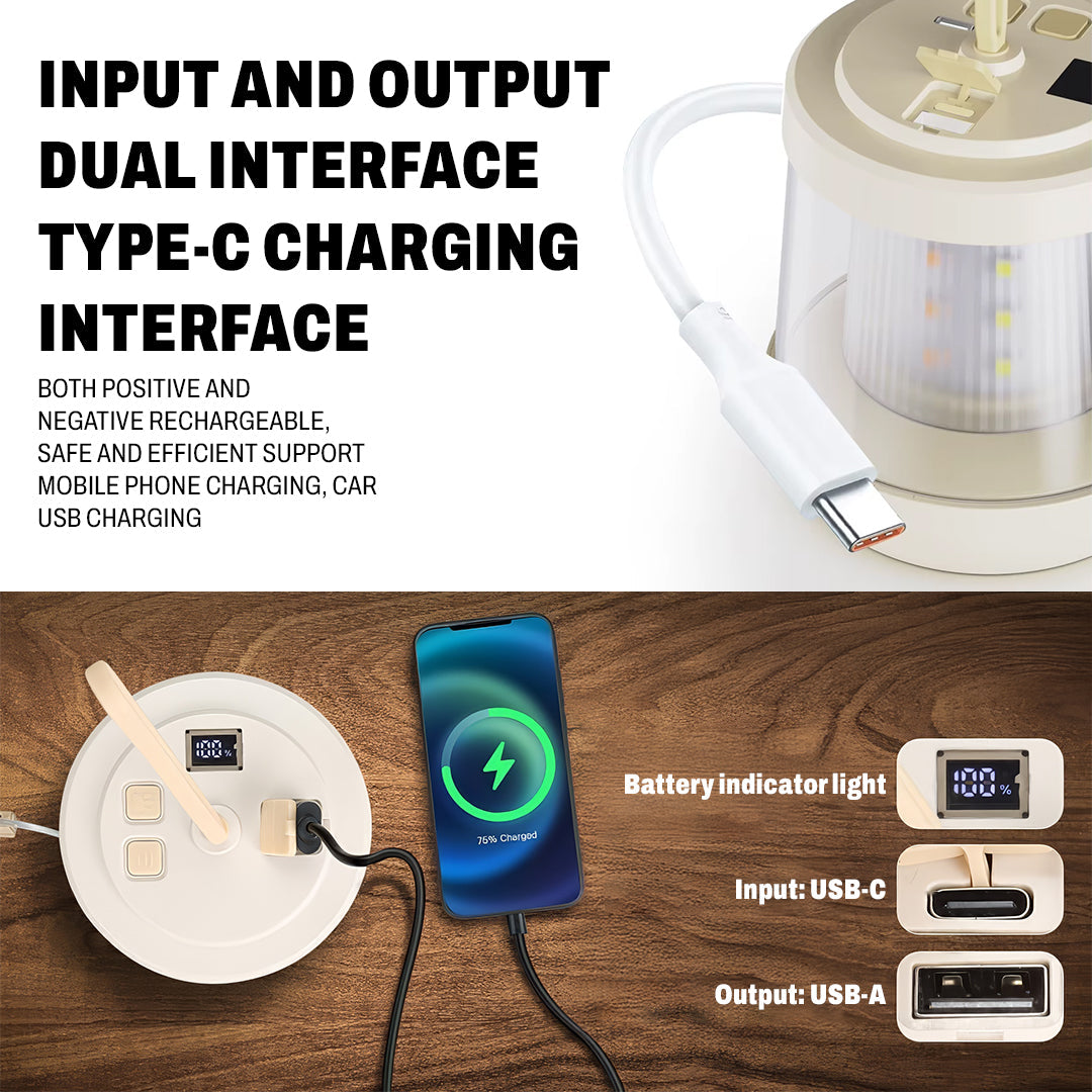 Camping Lantern With Power Bank - 3 Light Modes, Water-Resistant, RGB Ambient Lights photo 5