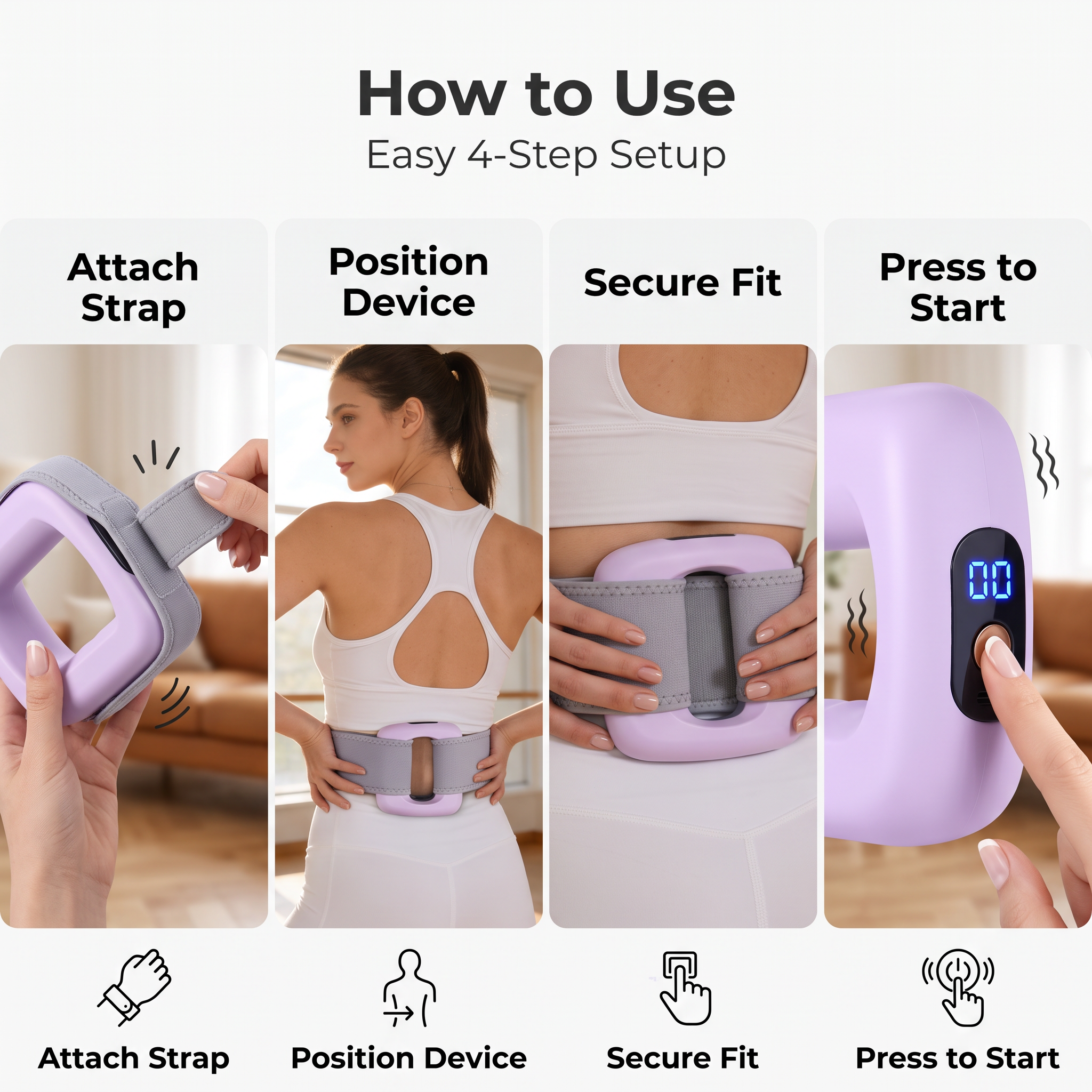Rechargeable Fascial Ring Massager With Adjustable Strap, 8 Adjustable Settings, LED Display & USB-C Charging photo 5