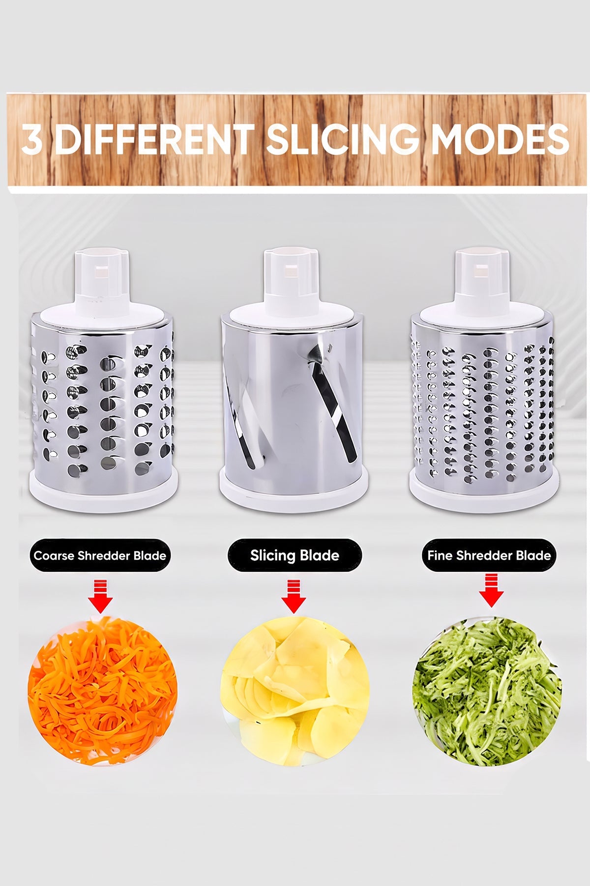 Manual Fruit & Vegetable Slicer Grater With 3 Attachments And Suction Base photo 5
