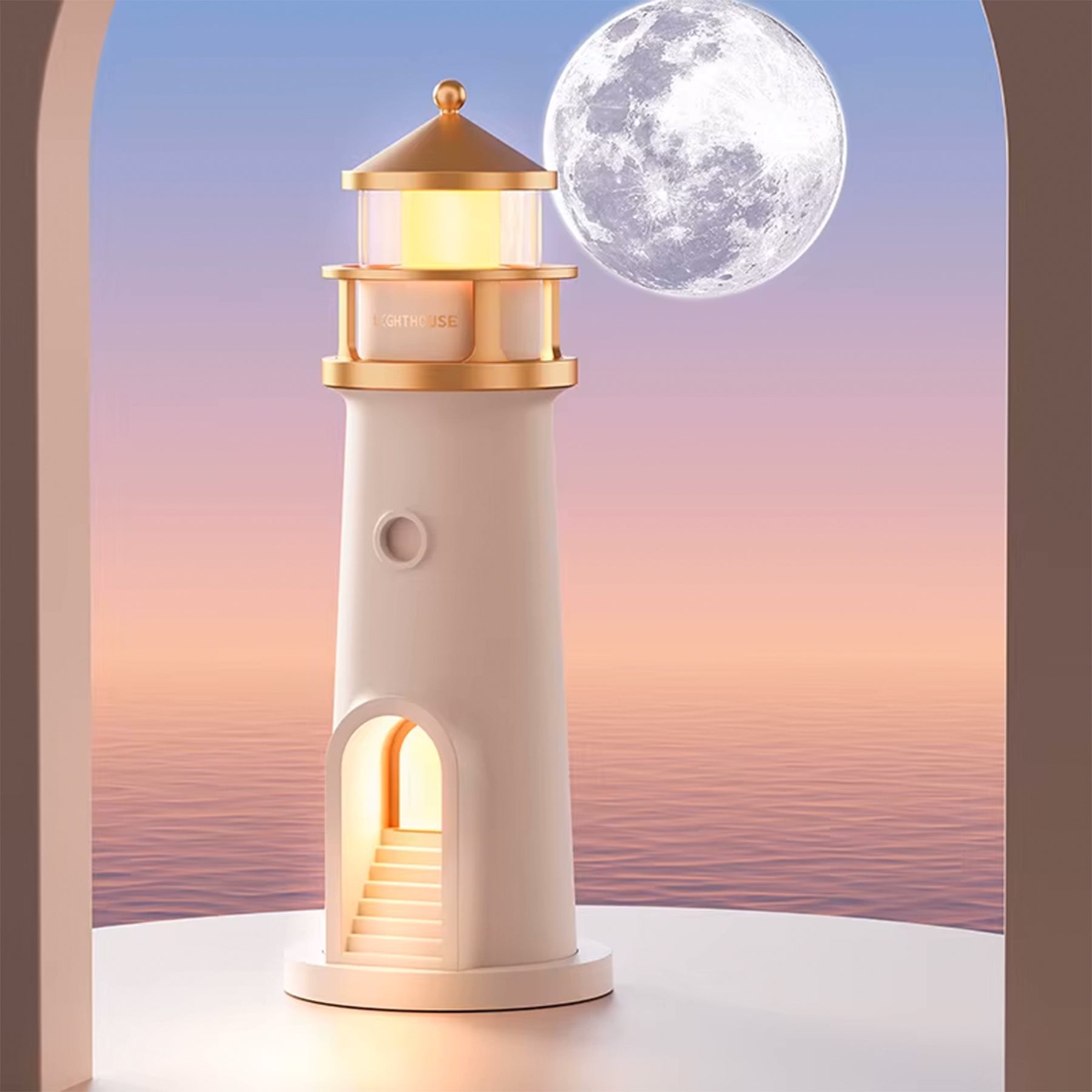 3-in-1 Lighthouse Projector Lamp With Moon & Ocean Sounds - Bluetooth Speaker photo 2
