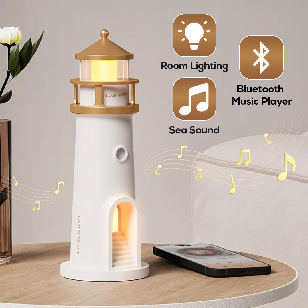 3-in-1 Lighthouse Projector Lamp With Moon & Ocean Sounds - Bluetooth Speaker photo 4