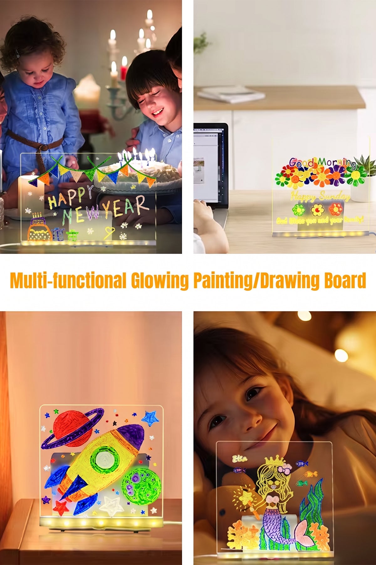 30 X 20 Cm LED Acrylic Message Board With 7 Colour Pens, USB Light Up Drawing Board And Adjustable Stand photo 2