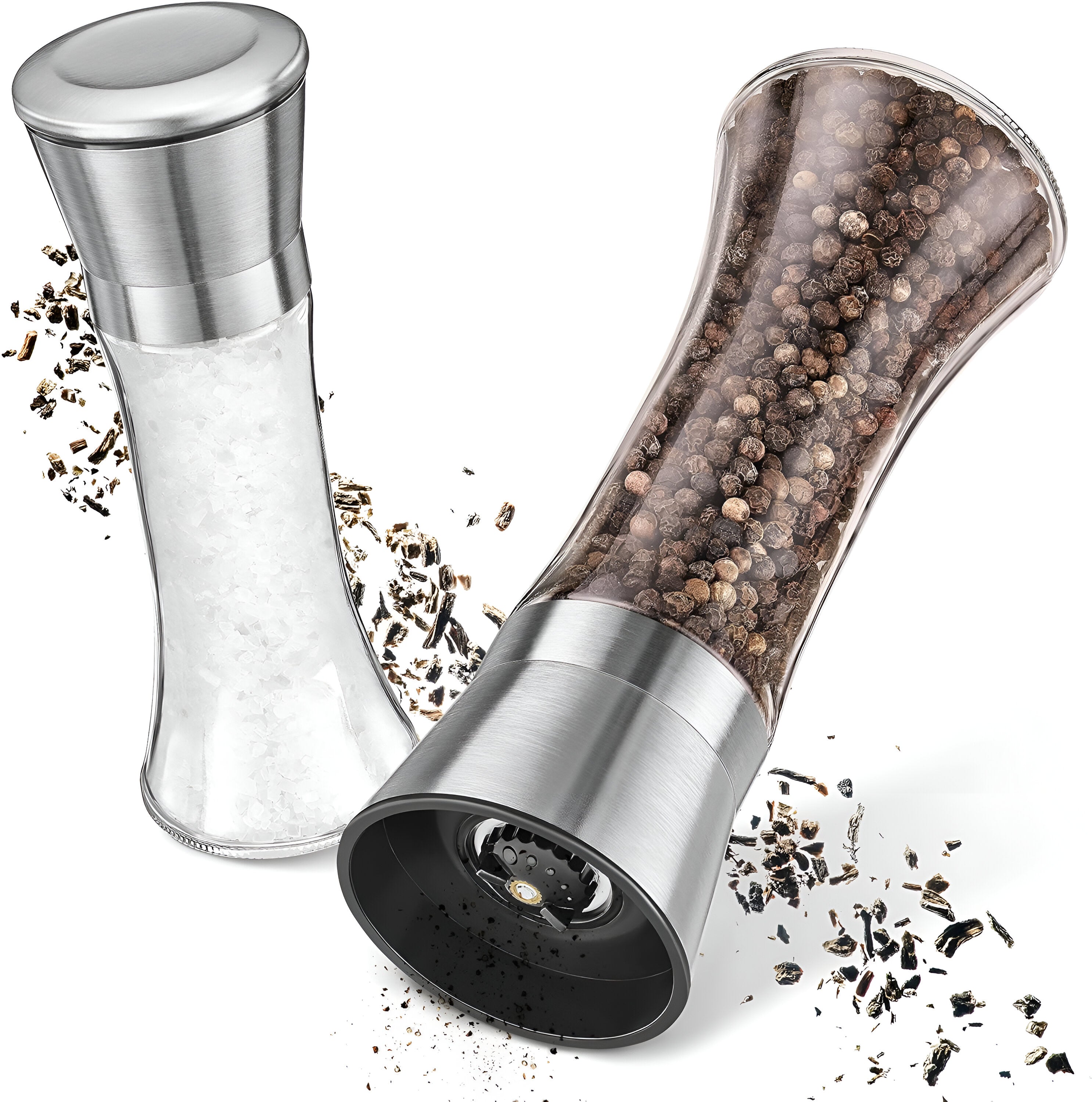 Salt And Pepper Spice Grinder Set For Convenient Kitchen Use With Stainless Stand photo 4
