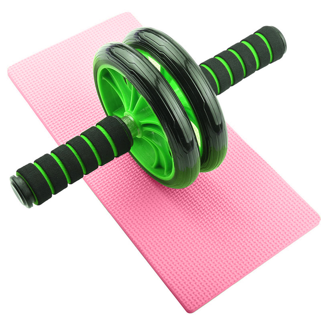 Double Wheel Ab Roller - Non -Slip Handles And Knee Support Pad Random Color photo 4