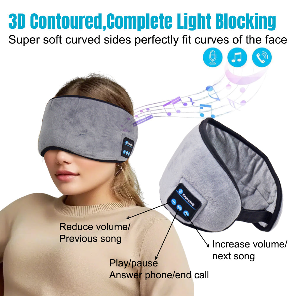 Bluetooth 5.0 Wireless Sleep Headphones Eye Mask With Built-in Speakers, Rechargeable Battery photo 2