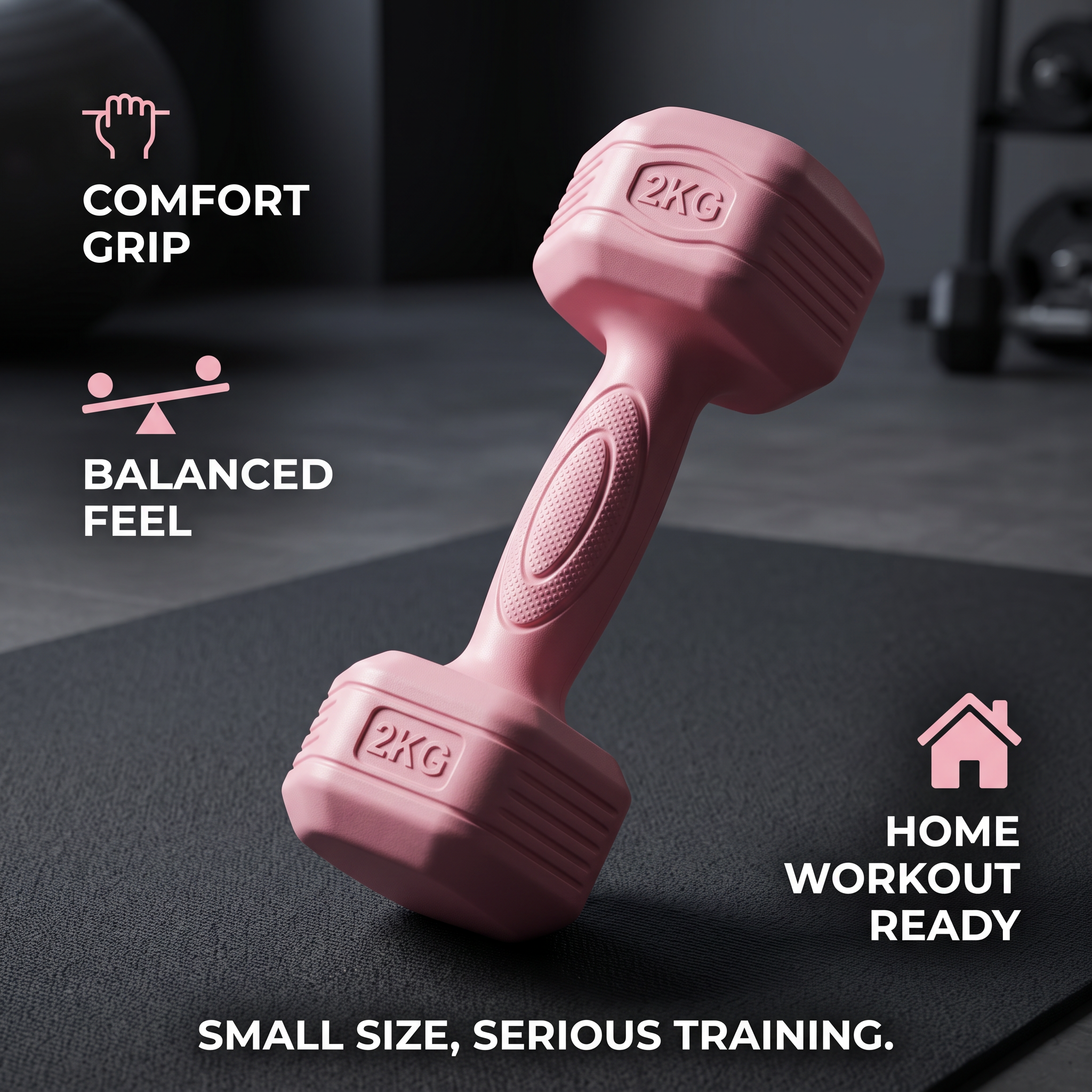 2x2kg Pink Dumbbell Set - 4kg Total, Comfort Grip Hand Weights For Home Workout, Fitness & Light Training photo 4