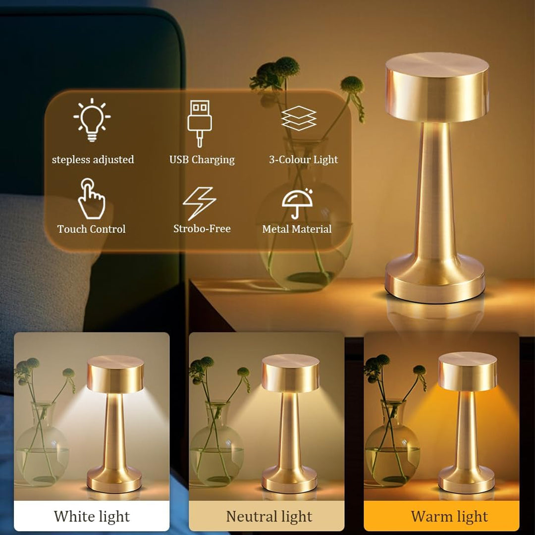 Touch-Control LED Table Lamp - Dimmable Brightness, 3 Light Modes, USB Rechargeable, Elegant Design photo 3