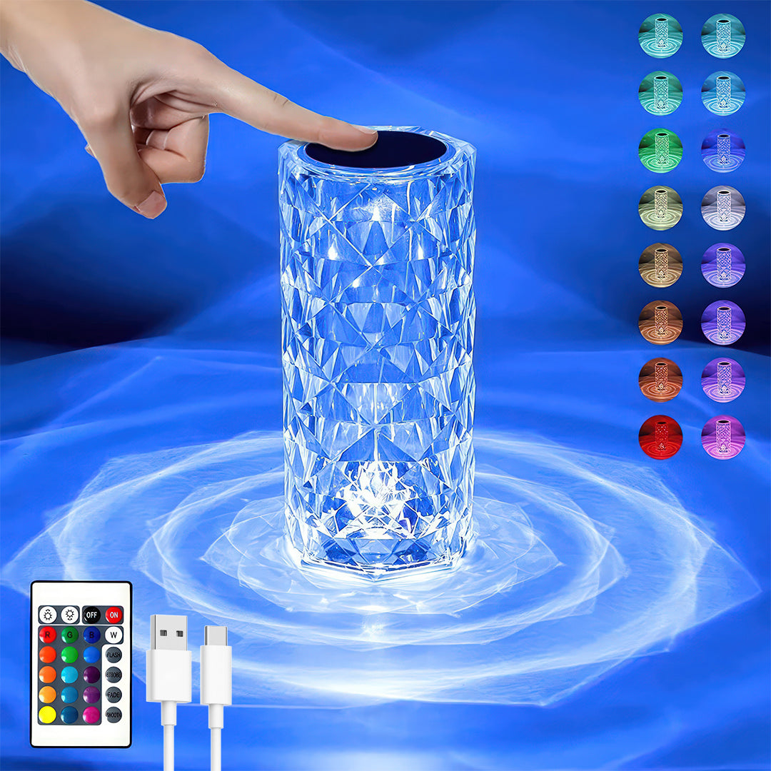 USB Rechargeable, Touch Sensor Crystal Diamond Led Table Lamp photo 1