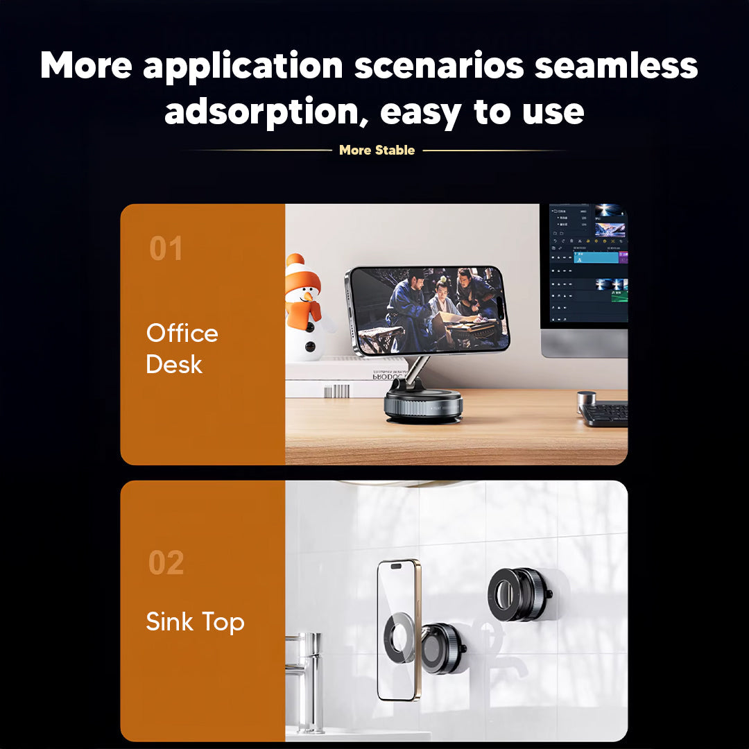 360 Degree Adjustable Magnetic Phone Holder - Vacuum Base & Foldable Design photo 5