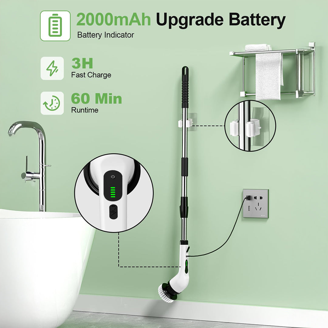 Pro Electric Cleaning Brush - 9 Heads, Dual-Speed, IPX7 Waterproof photo 3