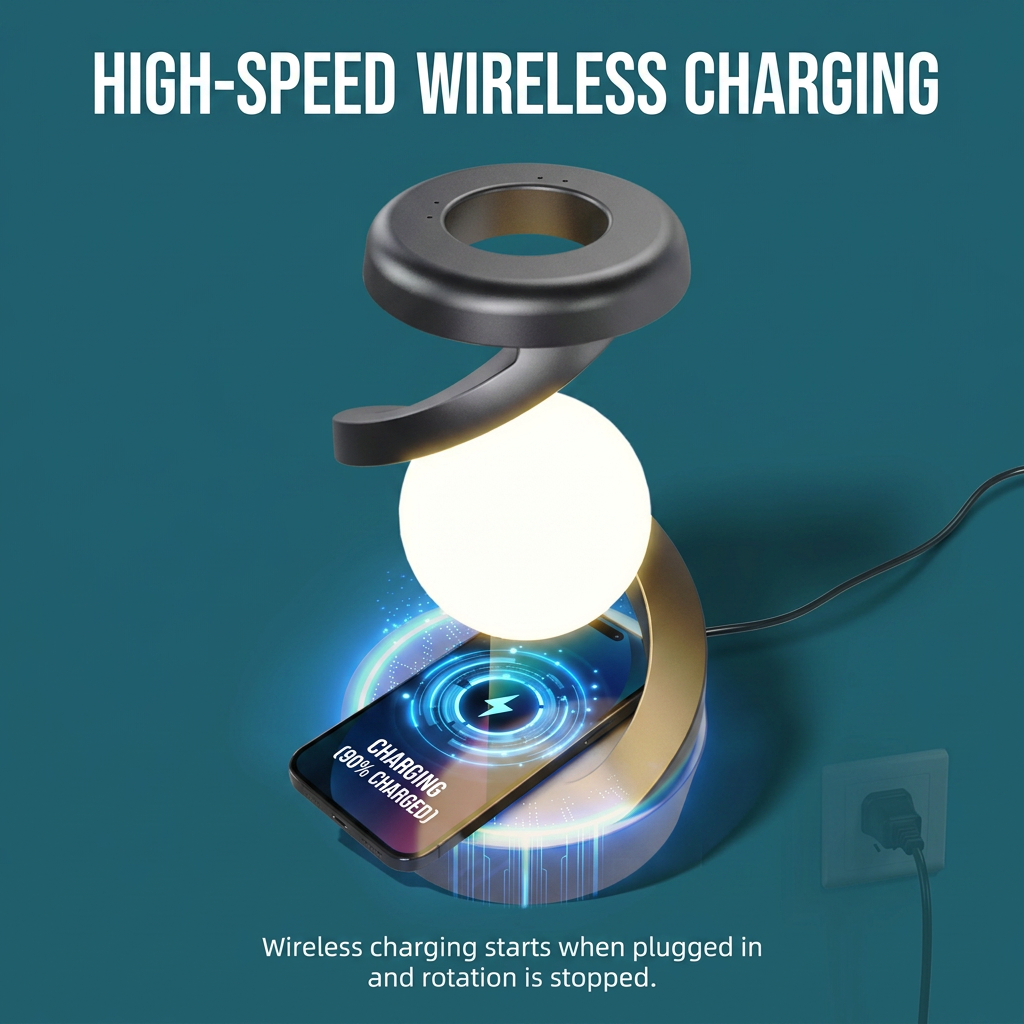 Rechargeable Spiral LED Table Lamp With 15W Wireless Charging, Touch Control & RGB Light photo 3