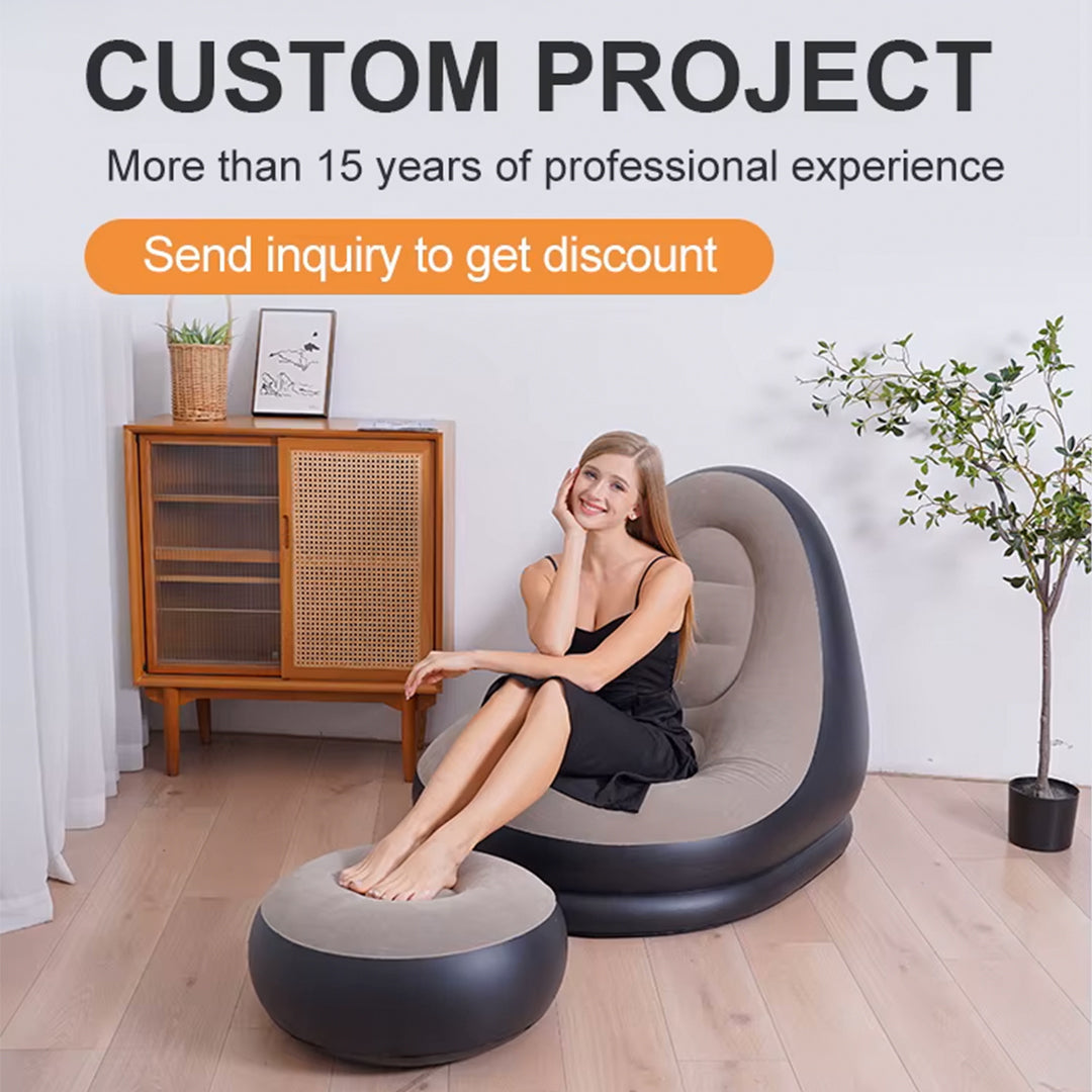 Inflatable Lounge Chair With Footrest, Soft Flocked Surface photo 5
