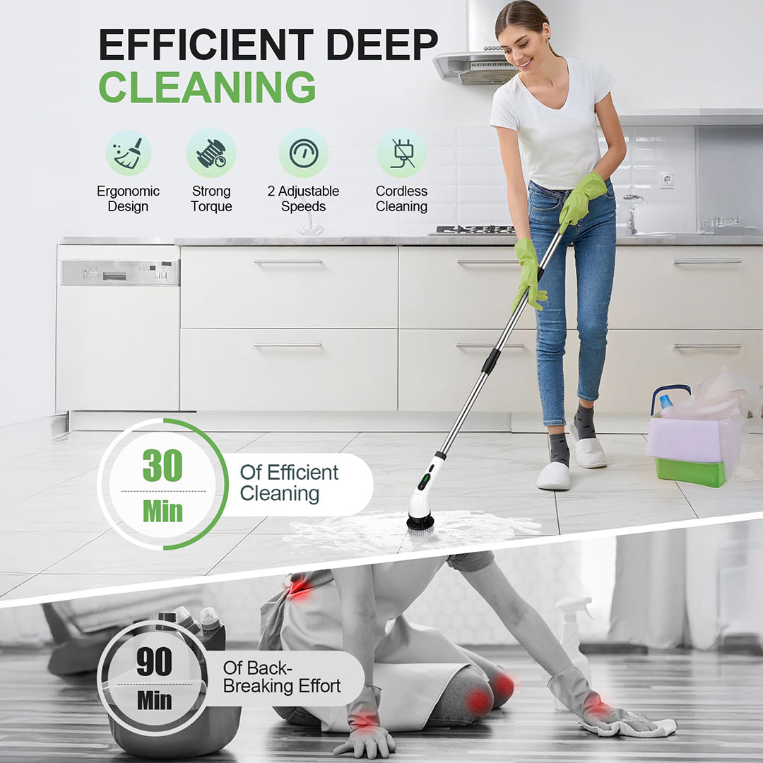 Pro Electric Cleaning Brush - 9 Heads, Dual-Speed, IPX7 Waterproof photo 2