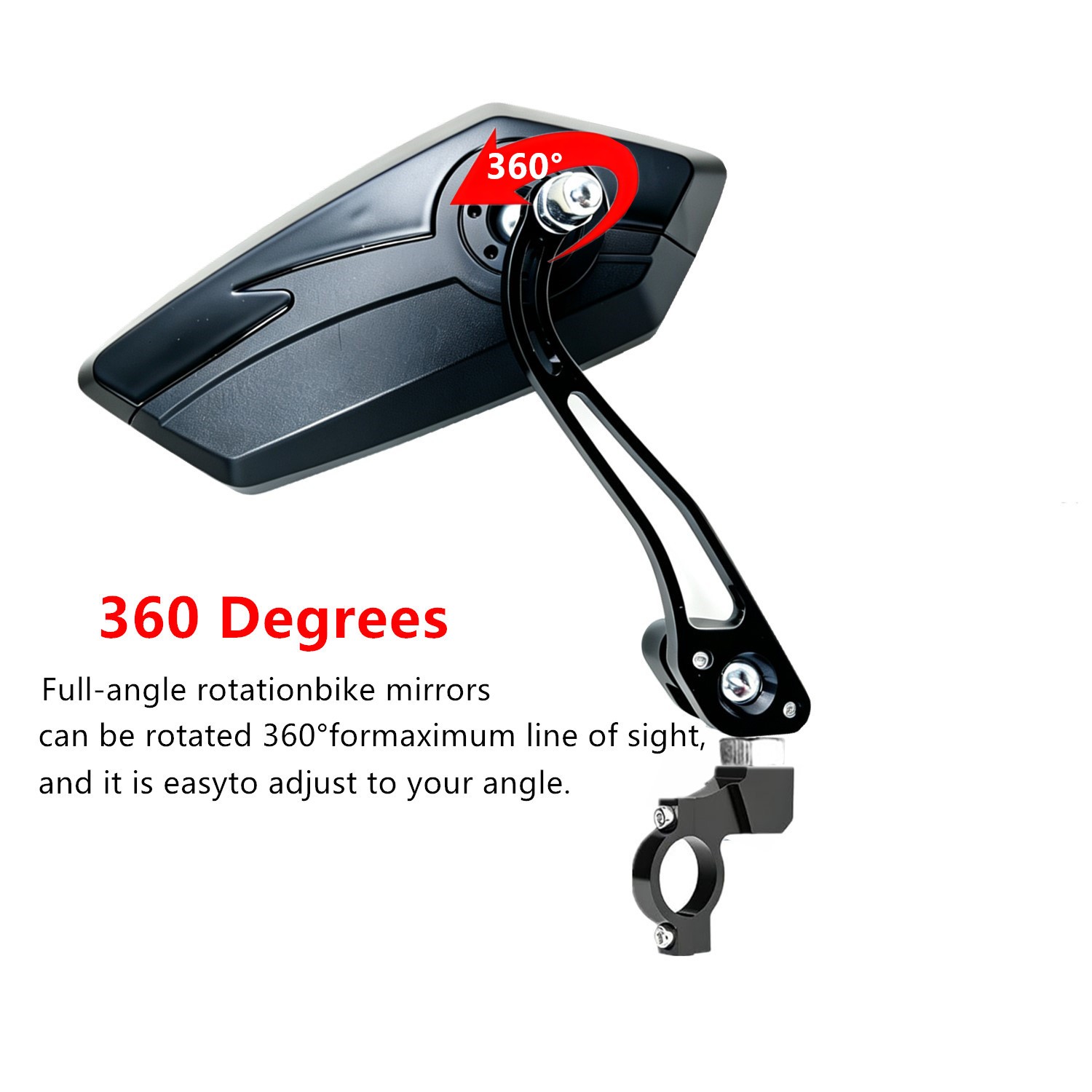Bike Mirror Rear View Mirror HD Convex Mirror For Bicycle, E-bike, Scooter, 360-degree Rotatable photo 2