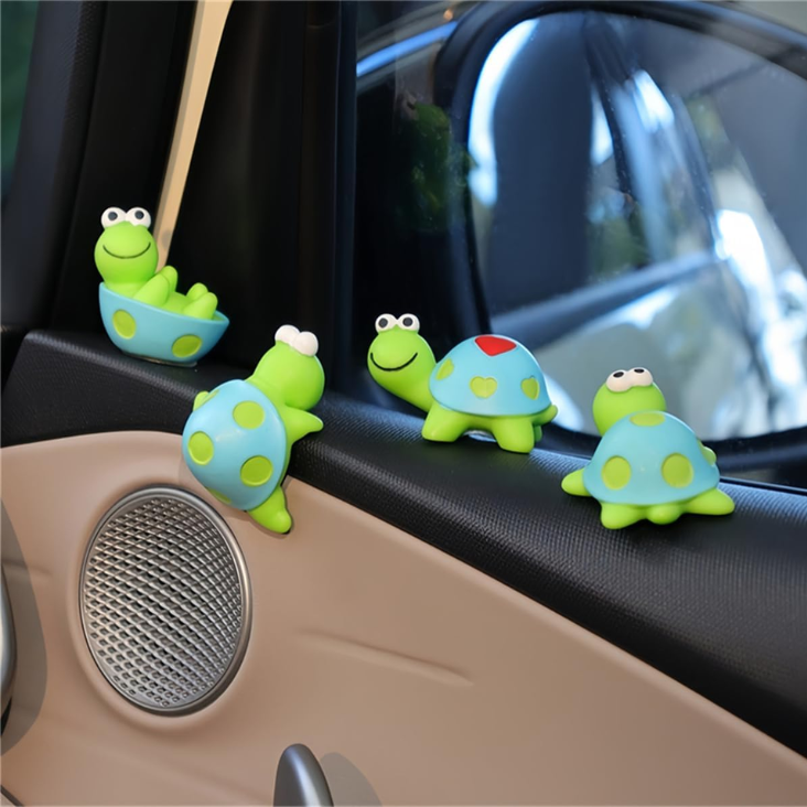 4 Pcs Mini Resin Tortoise Figurines, Cute Car Dashboard Decor  Funny Rearview Mirror Ornaments, Fairy Garden Landscape Decor, Unique Gift For Pet Lovers Green Turtle photo 4