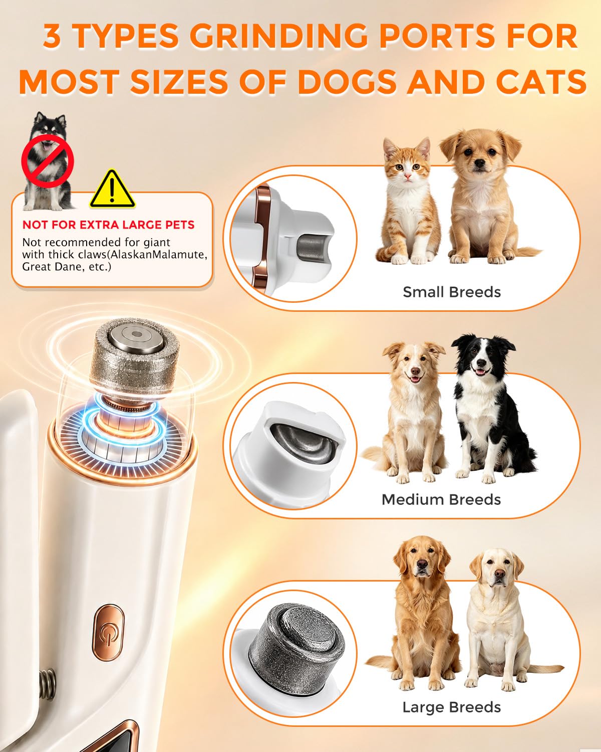 2-in-1 Dog Nail Clippers & Cat Grinder With Dual LED Lights 3 Speeds Grinder, Quick Sensor, Safety Guard, Safety Lock, Type-C, Low Decibel Grinder For Small Medium Large Dogs & Cats photo 5