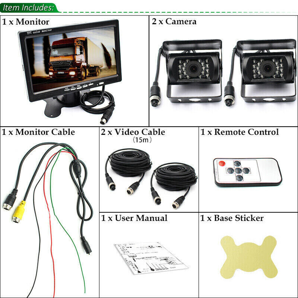 7'' Monitor 2 Waterproof Reversing Camera Car Rear View Kit For Truck Caravan photo 7