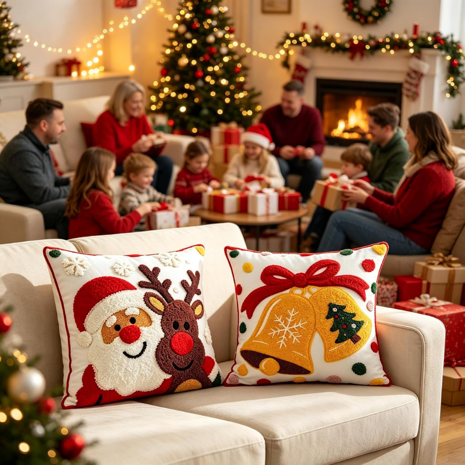 2Pcs Christmas Throw Pillow Covers 18x18, Soft Holiday Decor photo 4