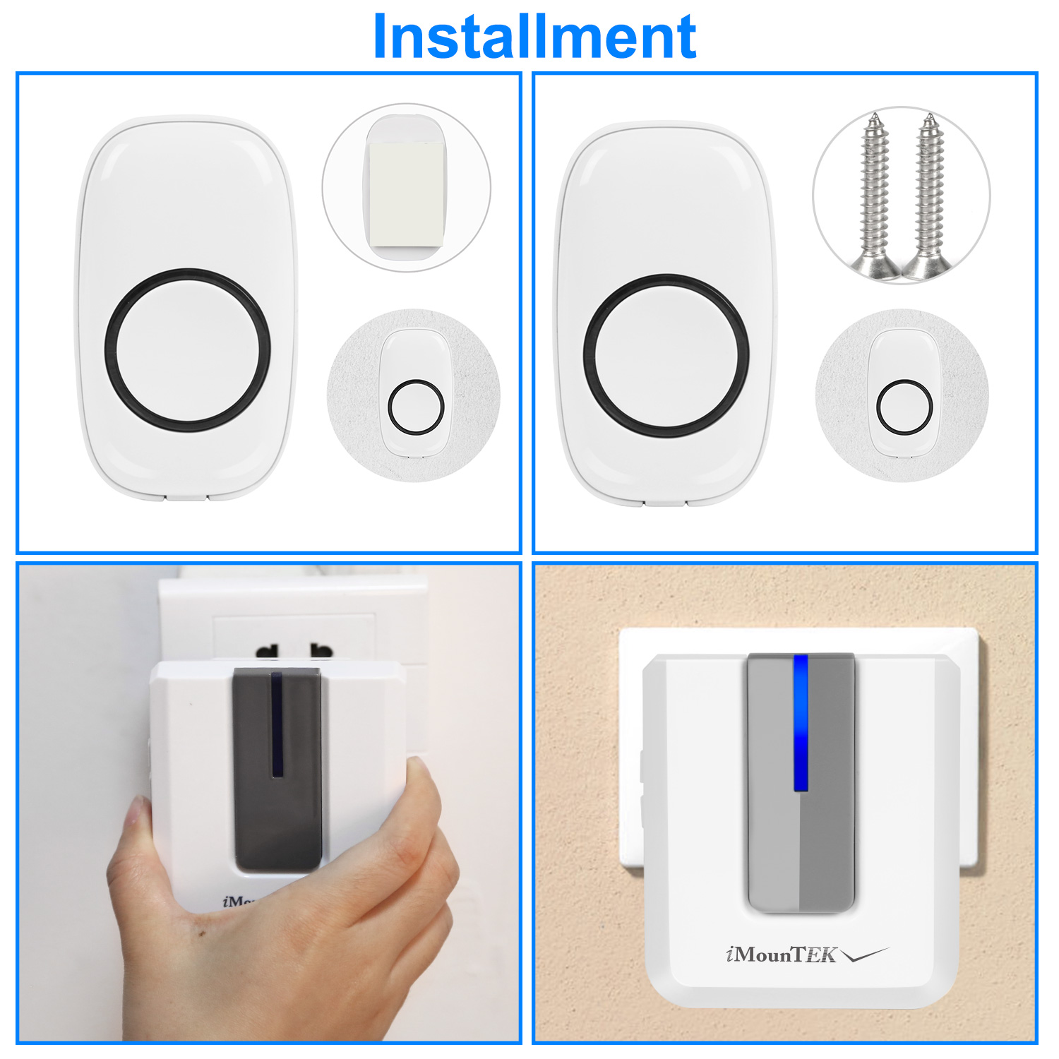 Wireless Doorbells Rings 1 Thousand FT Operating Range IP44 Waterproof Door Chime With 1 Plug Receiver Chimes 52 Melodies LED Indicator Bells For Office Apartment House photo 2