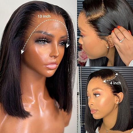 13x4 Lace Front Bob Wig, Straight Texture, Natural Color, Density photo 1