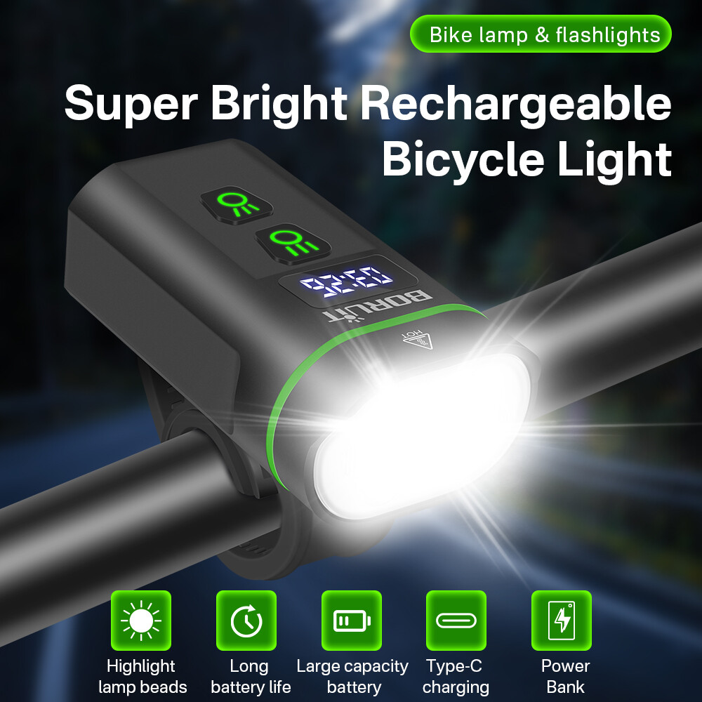 BORUIT 1800 Lm USB Rechargeable Front Bike Lights  Waterproof LED Front Light photo 3