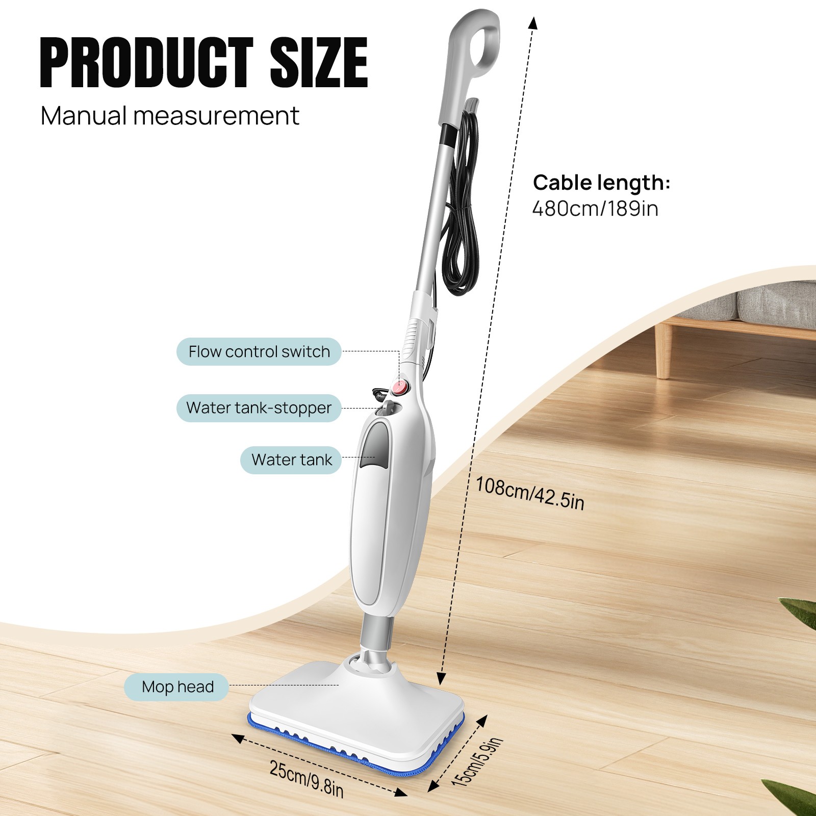 4000w Electric Steam Mop Floor Cleaner Handheld Carpet Windows Washer Home photo 4