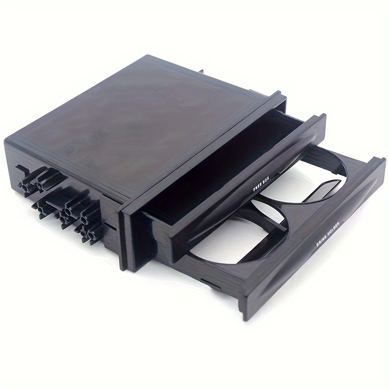 Single Din Radio Pocket, 2 In 1 Car Radio Storage Box Multi Purpose ABS Universal 1DIN 2 Layer Black Cup Holder photo 4