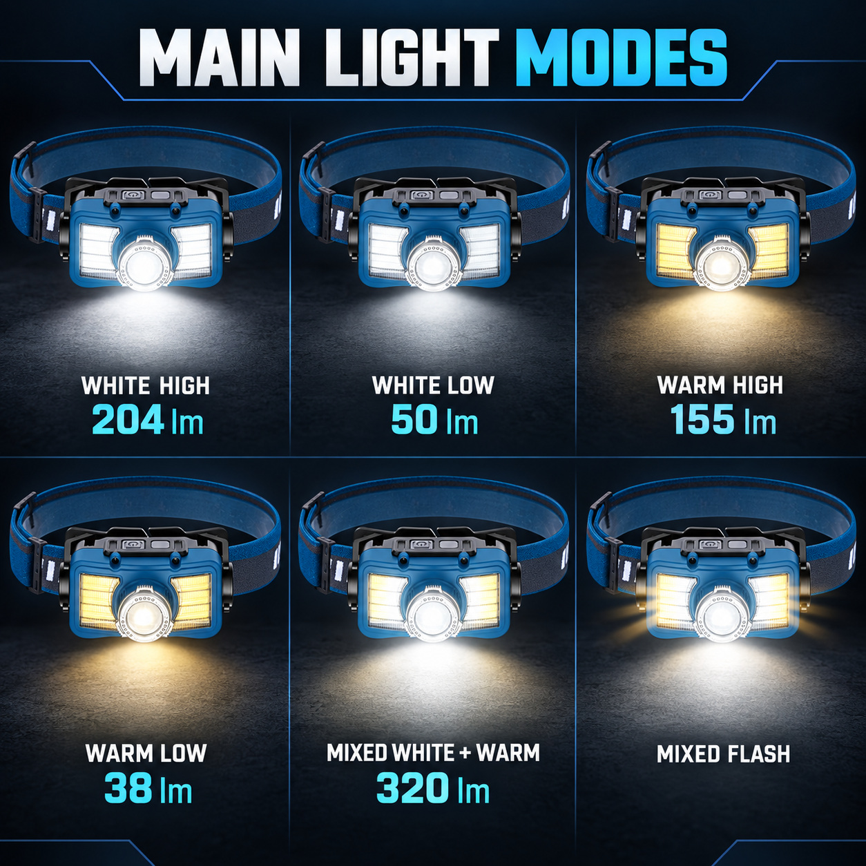 Rechargeable Motion Sensor Zoomable Battery Display 18650 W6100A 320LM LED Headlamp COB 1800mAh Head Torch photo 2