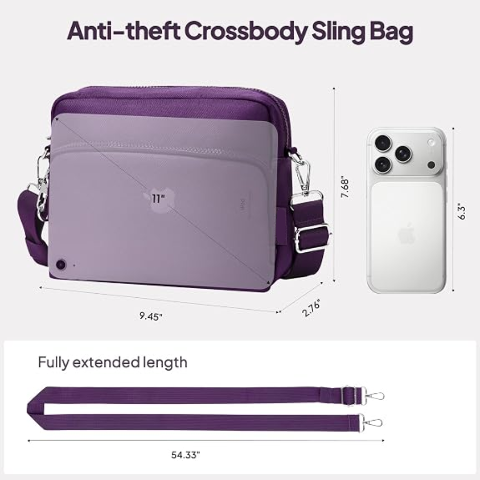 Anti-Theft Crossbody Travel Bag For Women Men, Lightweight Shoulder Bag Classic Design For Trip, Daily Use, Sport photo 7