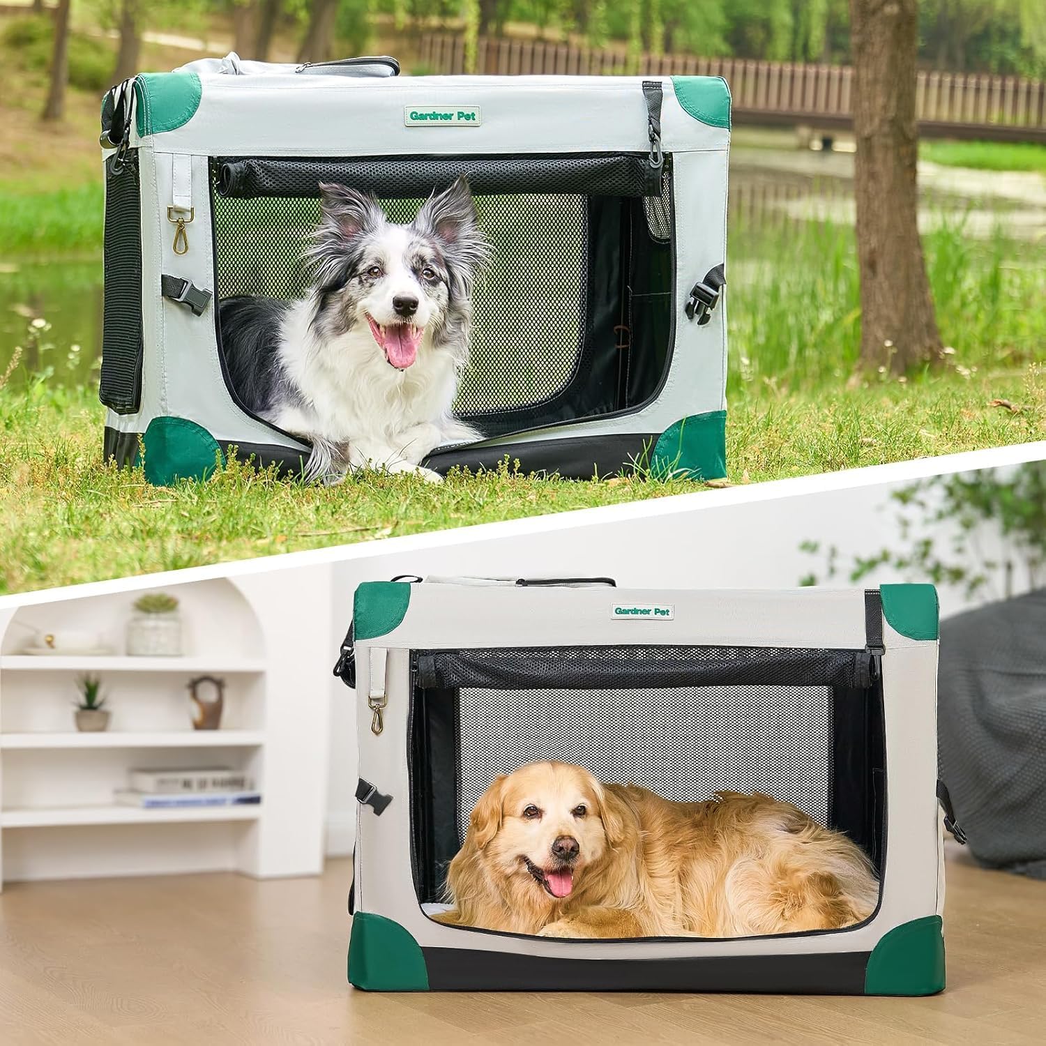 Gardner Pet Foldable Dog Crate, Grey, 66 X 48 X 48 Cm, Cats And Dogs Up To 15 Kg photo 4
