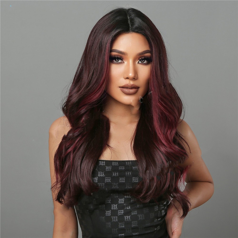 Middle Long Curly Hair With Reddish Brown High Temperature Silk Wig photo 4