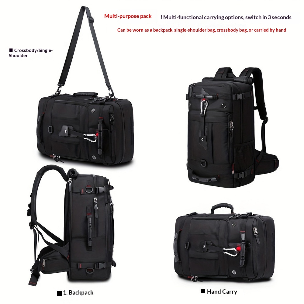 Large Capacity Men's Business Leisure Travel Bag, Multifunctional And Wear-resistant Outdoor Hiking Bag, Business Travel Backpack - Black photo 2