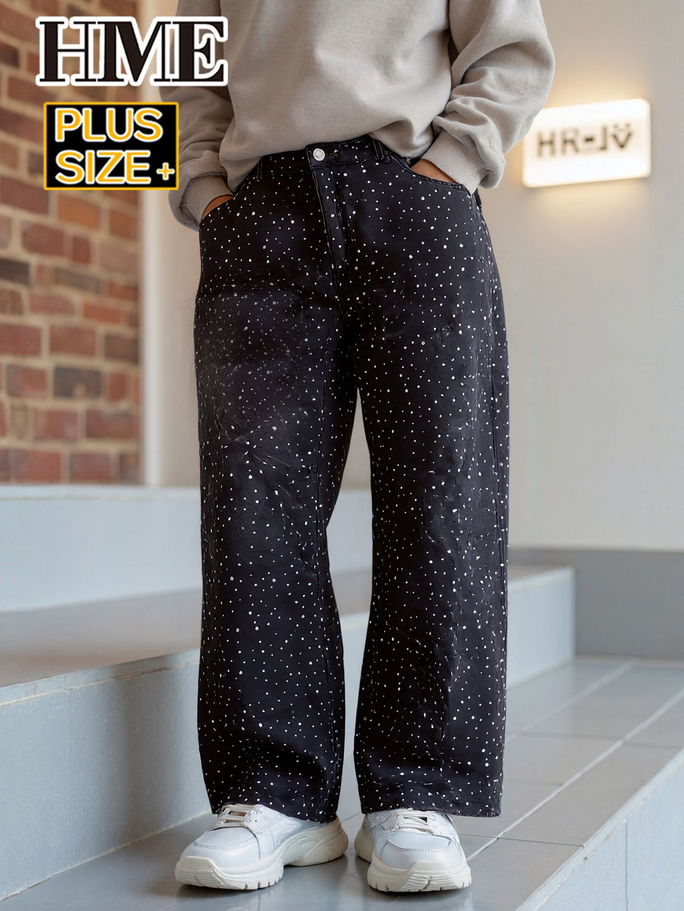 Rhinestone Black Jeans Men Loose Fit Denim Pants Fashion Streetwear Plus Size Big Tall Jeans Ready Stock photo 2