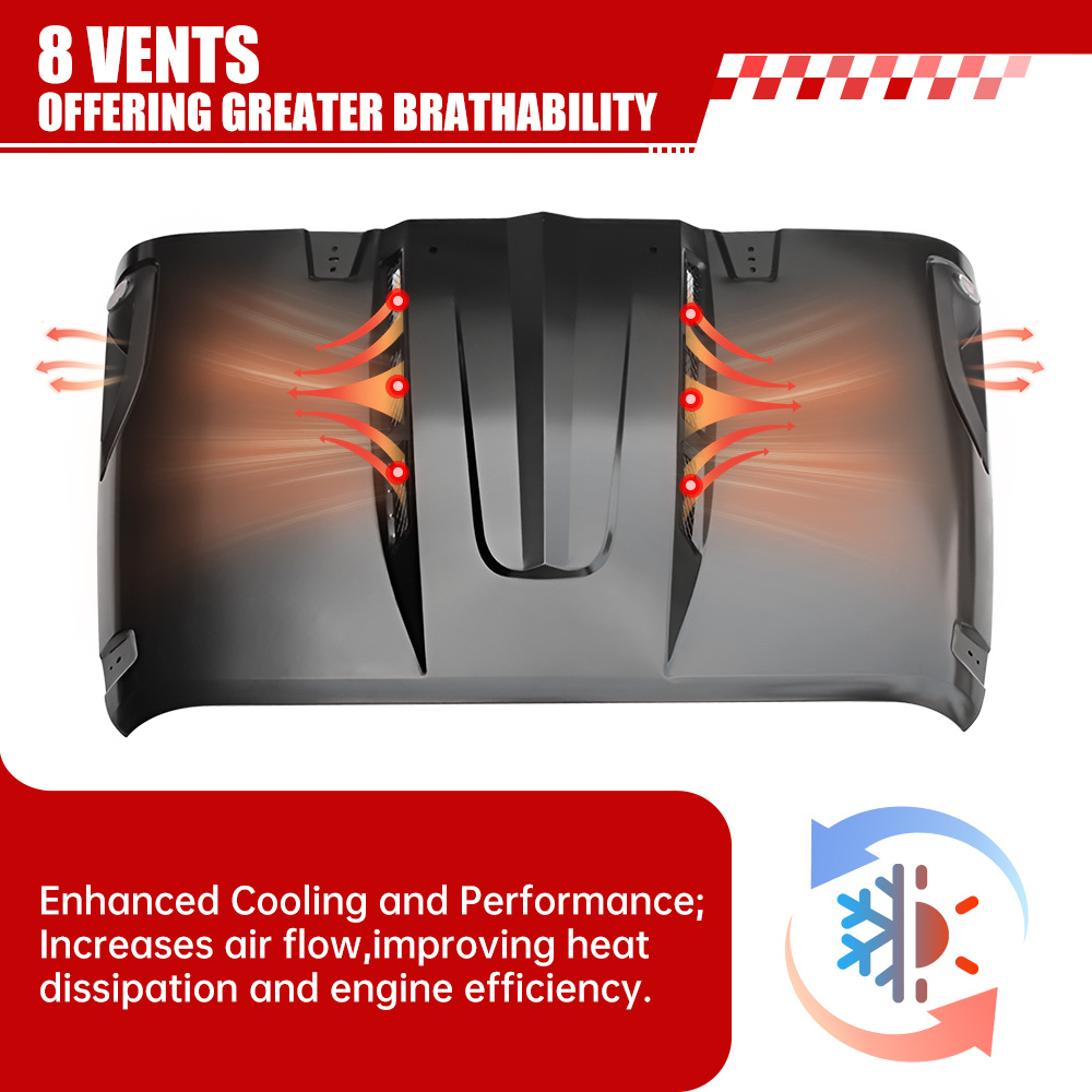 The Avenger Style Replacement Hood Compatible With 2007-2018 J Eep Wrangler JK JKU Unlimited Rubicon Black photo 4