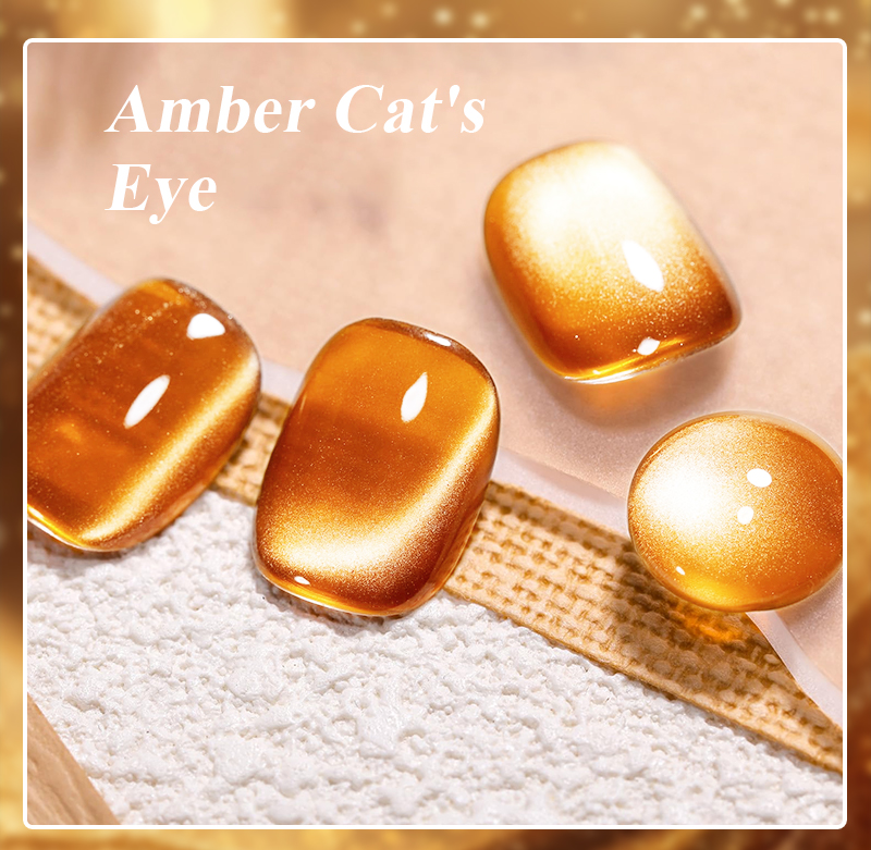 MS RAINBOW Amber Gold Cat Eye Gel Polish 04, Magnetic Nail Gel, 8ml Soak Off UV LED Nail Art Gel photo 5