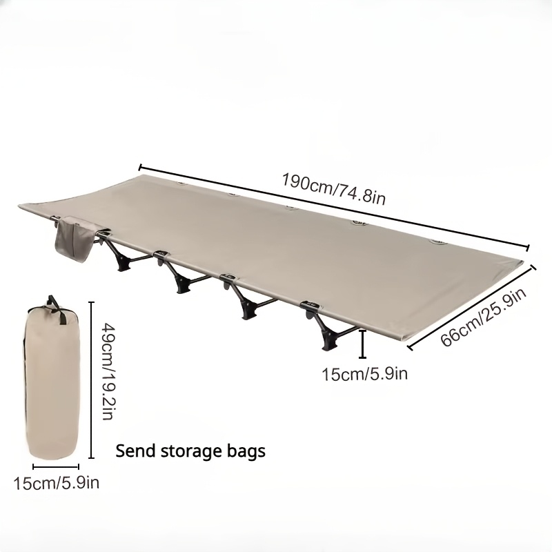 Camping Cot Folding Camp Bed Portable Outdoor Bed Aluminum Camping Cot Backpacking Cot Ultralight Camp Cot Heavy Duty Camping Cot 600D Oxford Camping Bed Camping Cot With Side Pocket photo 8