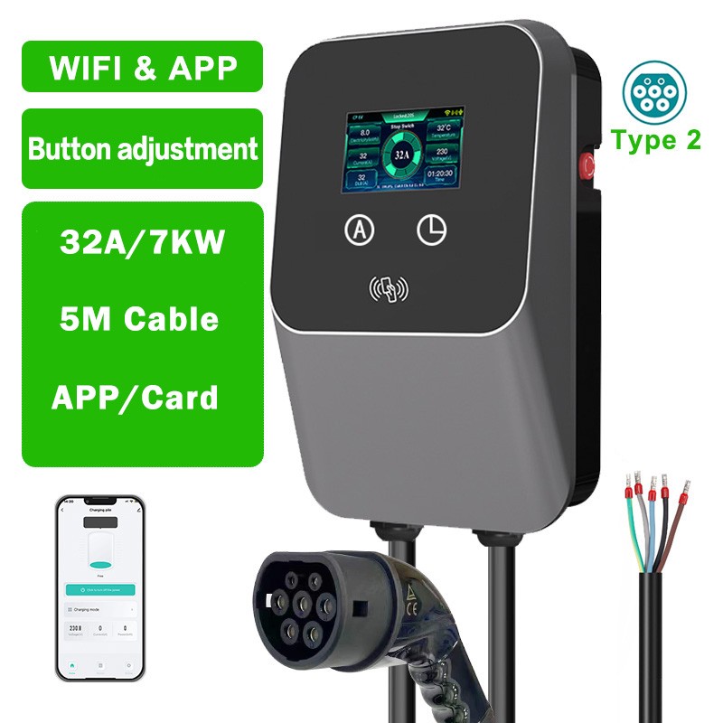 Car Charge Type 2 Electric Charging Station 32A 7KW EV Charger With 5M Cable photo 1