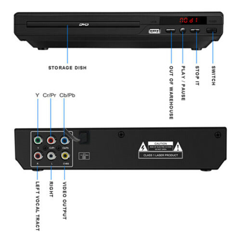 Compact DVD Player  Multi Region  HDCD CD VCD  Music Disc Upscaling USB With Remote Control Note No HDMI Port photo 5