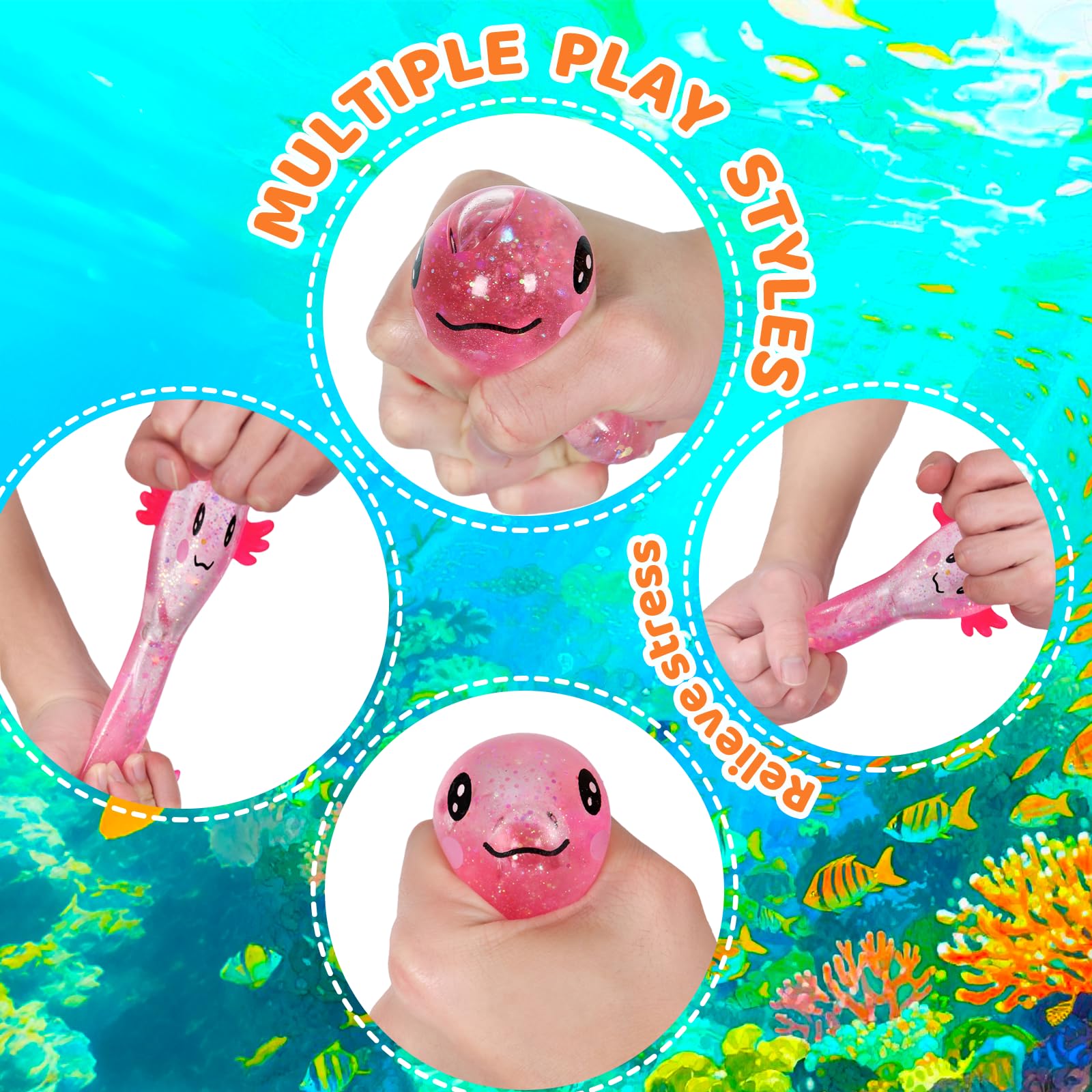 Axolotl  Stress Relief Toy Glitter Fidget Toys Cute Malt Sugar Axolotl Toy Fidget Toys Adults Fidget Toy For Kids Youth Adult, Party Favors Anxiety Relief  Toys photo 2