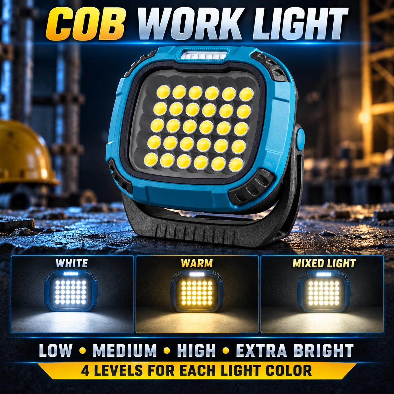 Rechargeable Magnetic Battery Display Type C LED Work Light Base Hanging W893 1 3 Hour photo 5